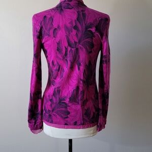 Anne Klein Magenta and Black Patterned Blazer 100% Cashmere, Size S EUC